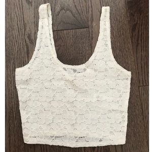 Hollister White Lace Cropped Tank